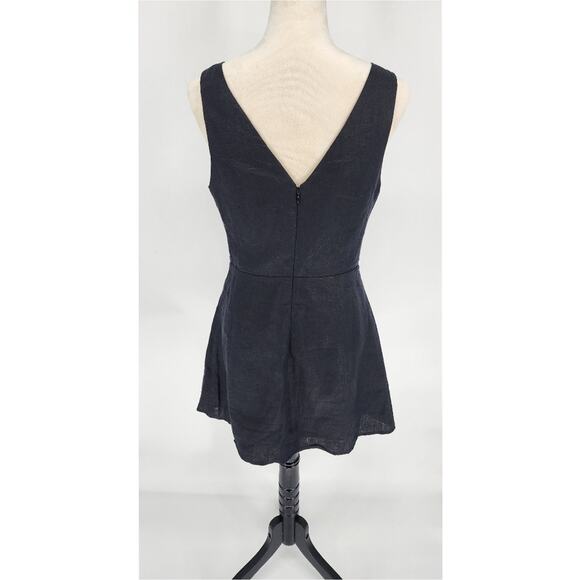 Reformation Zenni Mini Dress Sz 6 Black Boat Neck V-back A-line Skirt - Picture 3 of 7